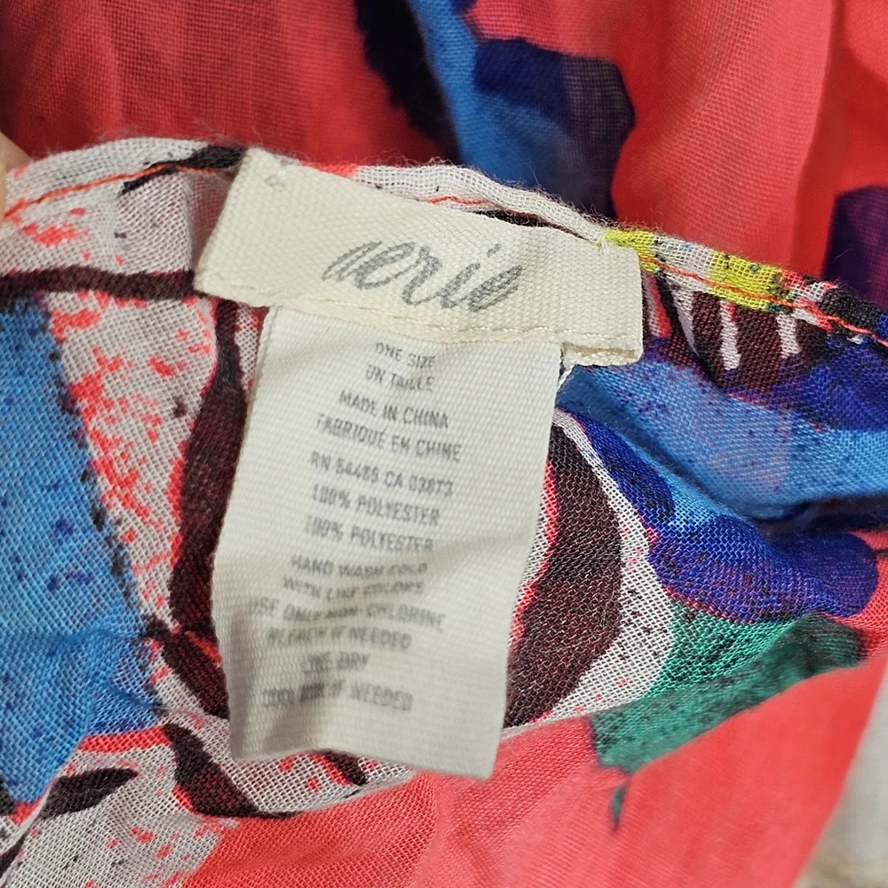Aerie Floral Vibrant Multicolored Fringed Lightweight Scarf All Over Print